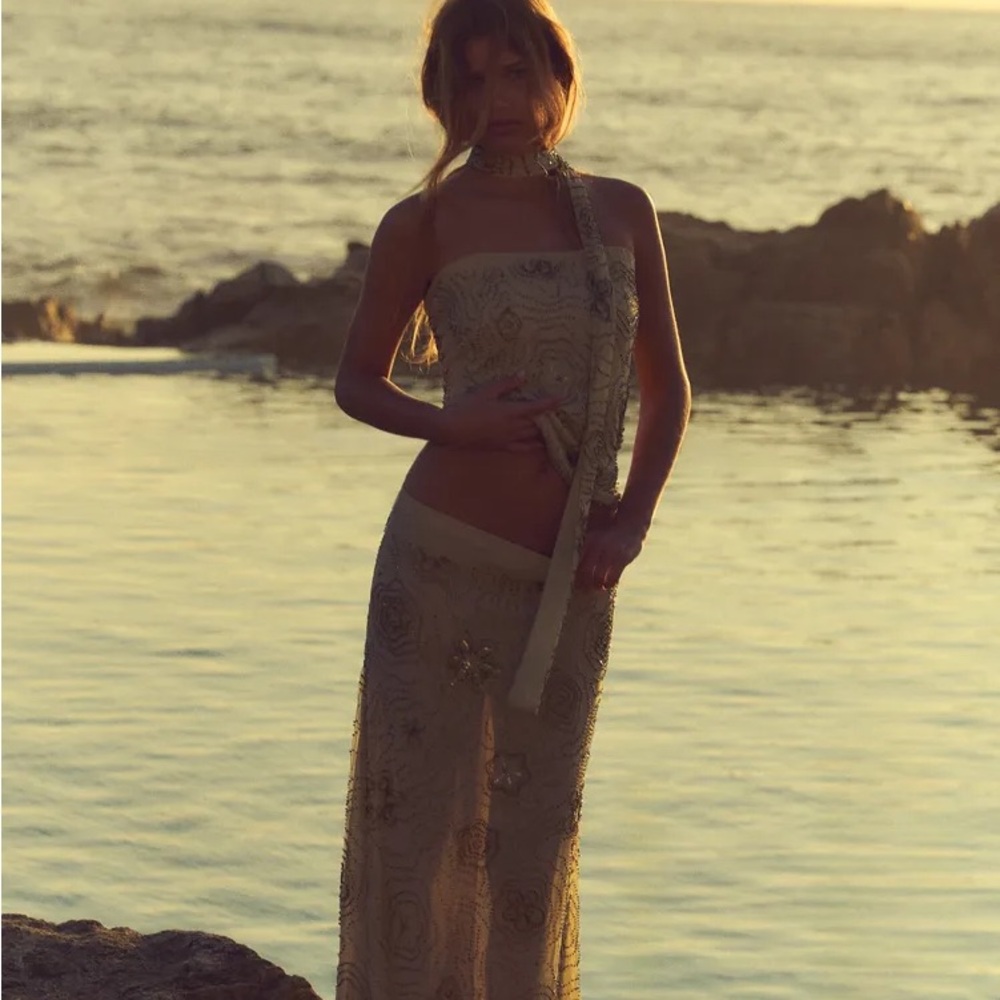Zara boho beaded skirt set